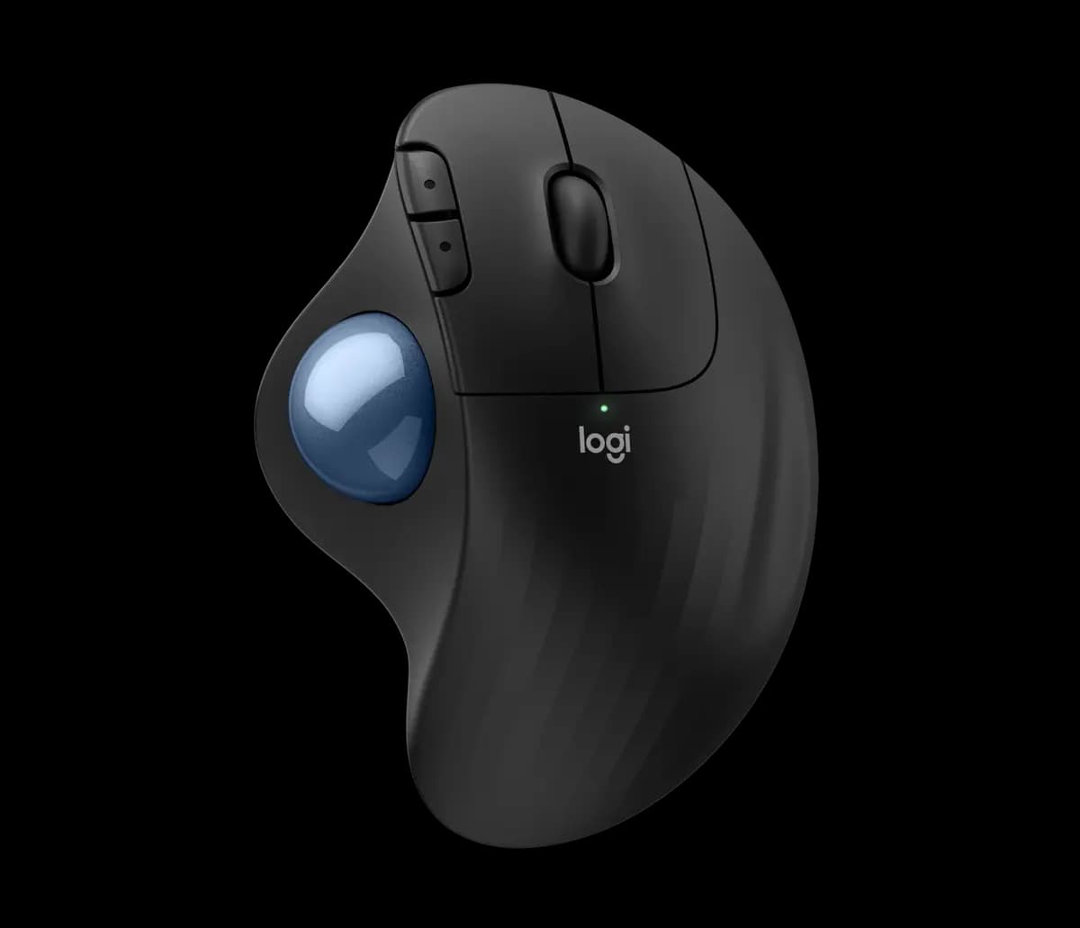 Logitech ERGO M575S - Black + Blue Ball [5.28 in (134 mm), 3.94 in (100 mm), 1.89 in (48 mm)]