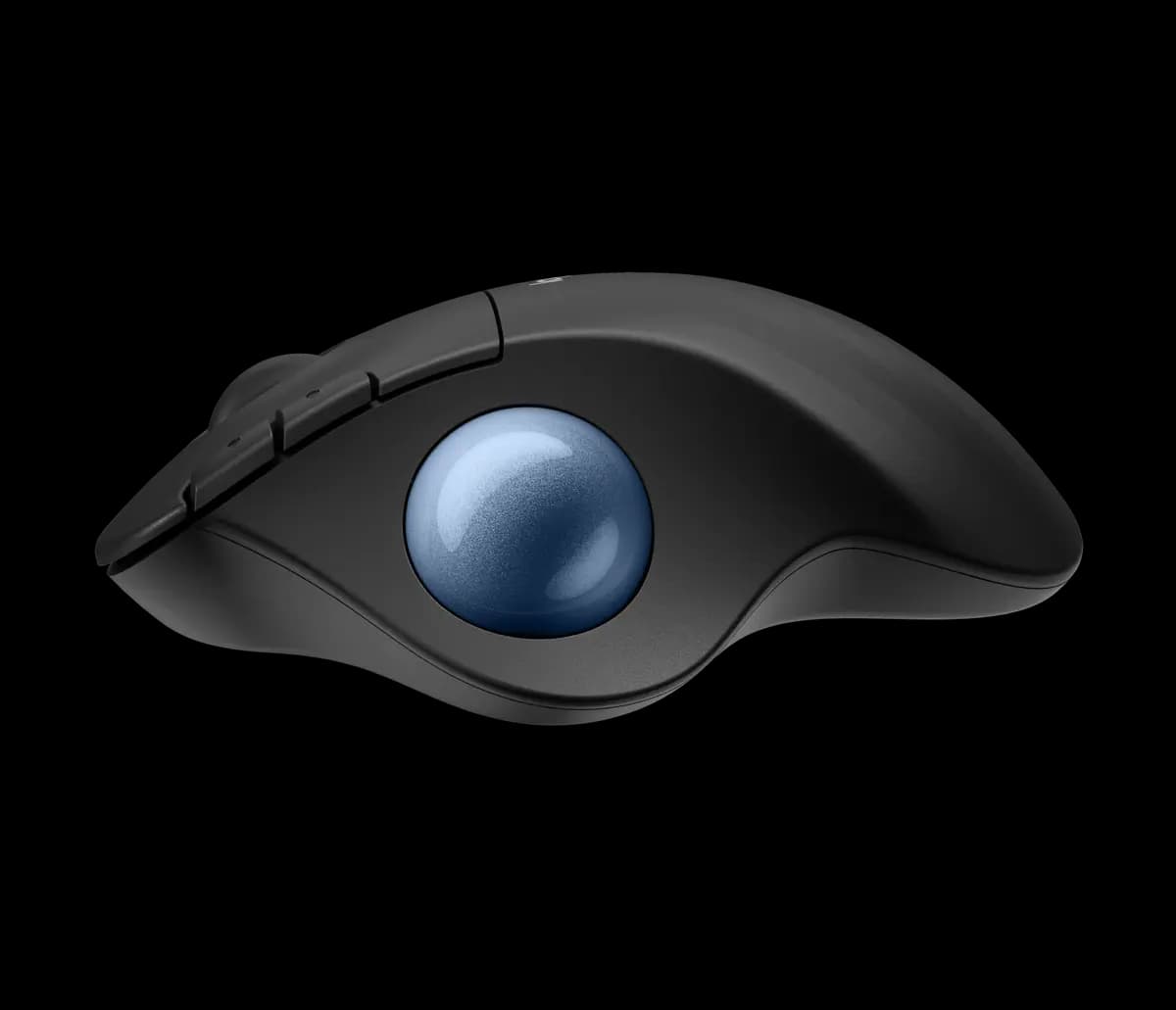 Logitech ERGO M575S - Black + Blue Ball [5.28 in (134 mm), 3.94 in (100 mm), 1.89 in (48 mm)]