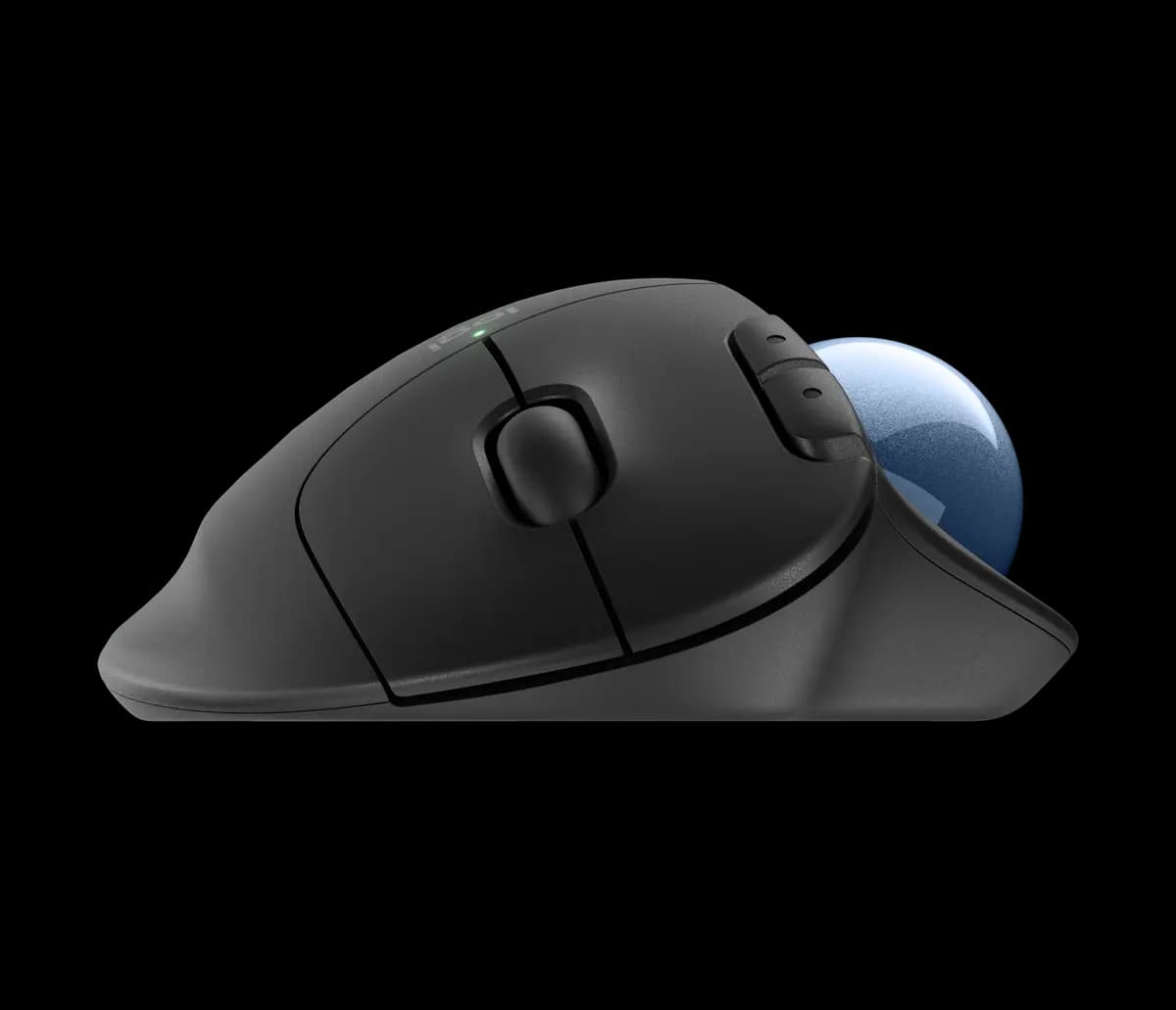 Logitech ERGO M575S - Black + Blue Ball [5.28 in (134 mm), 3.94 in (100 mm), 1.89 in (48 mm)]