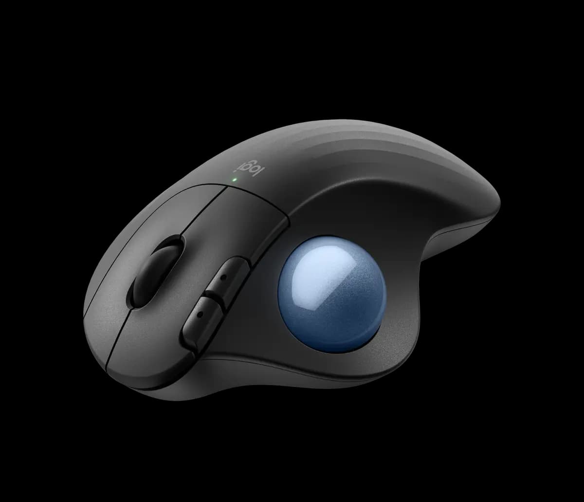 Logitech ERGO M575S - Black + Blue Ball [5.28 in (134 mm), 3.94 in (100 mm), 1.89 in (48 mm)]