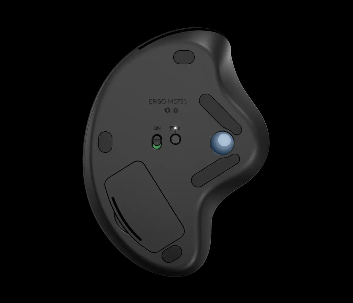 Logitech ERGO M575S - Black + Blue Ball [5.28 in (134 mm), 3.94 in (100 mm), 1.89 in (48 mm)]