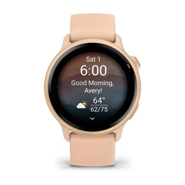 Garmin vívoactive 6 Metallic Pink Dawn with Pink Dawn Band [AMOLED (optional always-on mode), Swim, 5 ATM, 1.2" (30.4 mm) diameter]