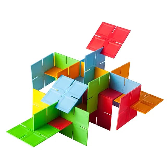 Fat Brain Toys Dado Squares Slot-Together Building Toy for Kids Ages 3 and Up [Set of 36 colorful squares with slots cut out of each side, Encourages fine motor skills, spatial rea