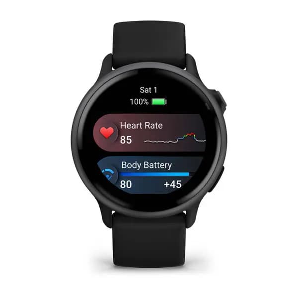 Garmin vívoactive 6 Slate with Black Band [AMOLED (optional always-on mode), Swim, 5 ATM, 1.2" (30.4 mm) diameter]