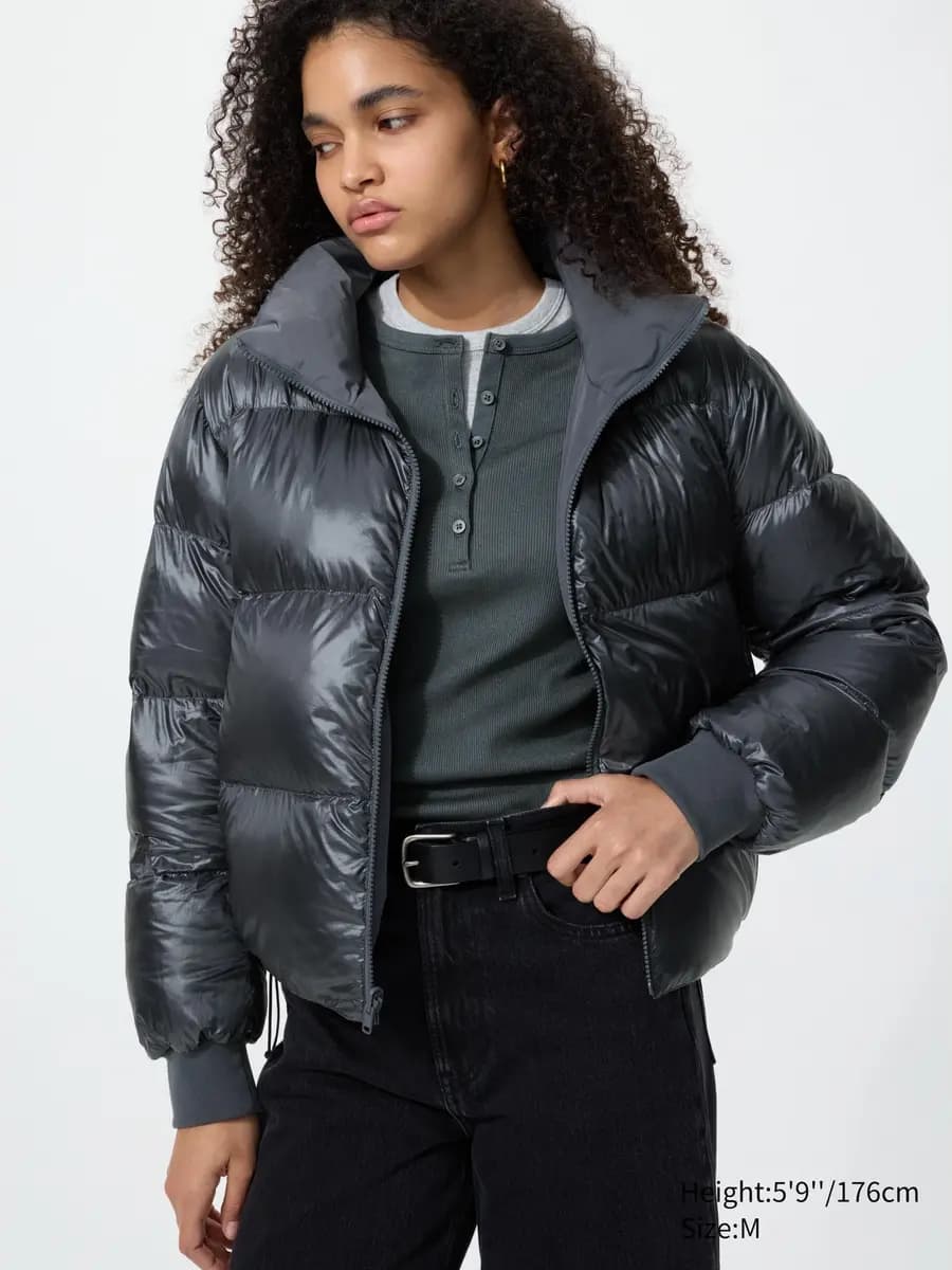 Uniqlo Reversible Down Short Jacket Gray [Imported, Hand wash cold, Do not dry clean, GRAY]