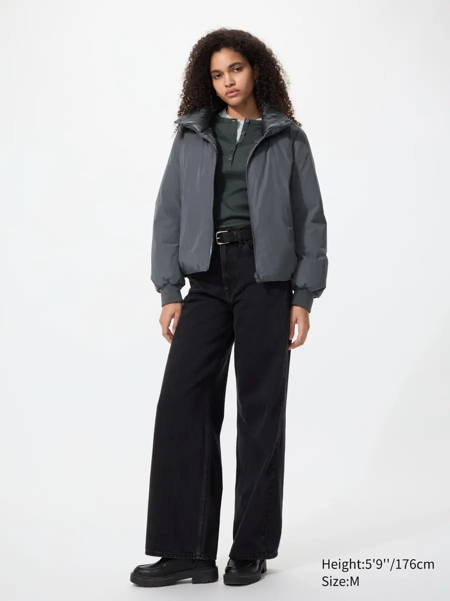 Uniqlo Reversible Down Short Jacket Gray [Imported, Hand wash cold, Do not dry clean, GRAY]
