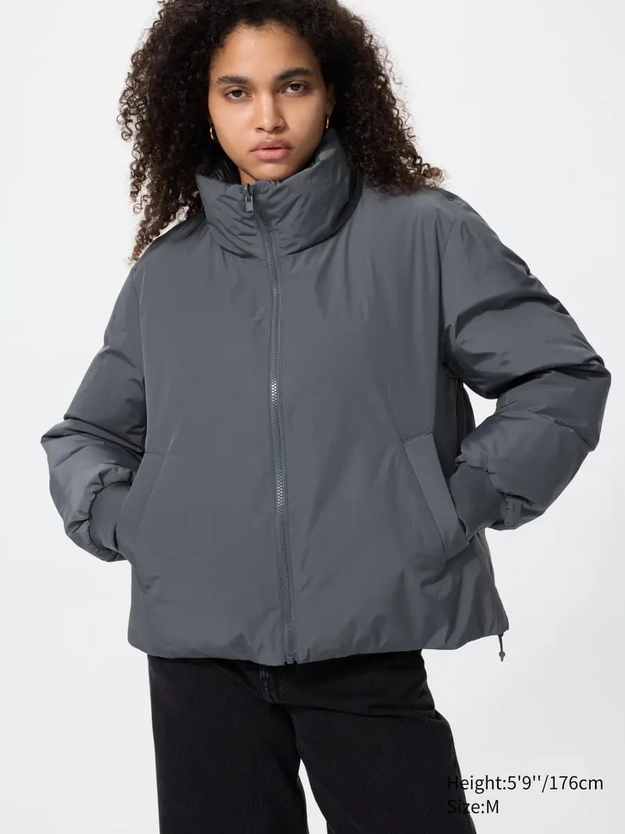 Uniqlo Reversible Down Short Jacket Gray [Imported, Hand wash cold, Do not dry clean, GRAY]