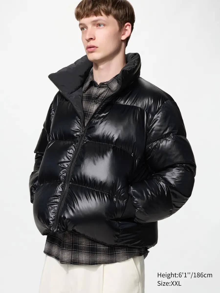 Uniqlo Reversible Down Short Jacket Gray [Imported, Hand wash cold, Do not dry clean, GRAY]