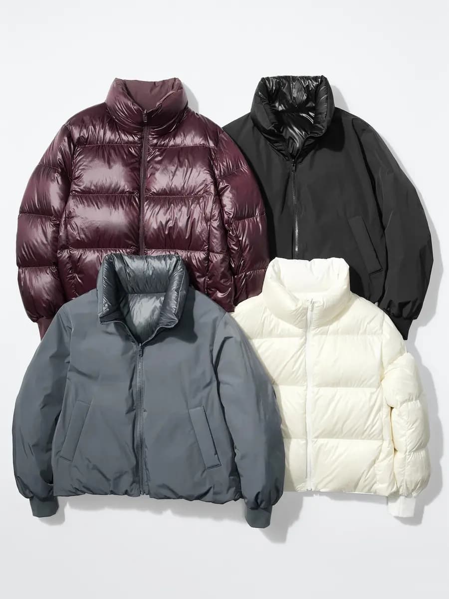 Uniqlo Reversible Down Short Jacket Gray [Imported, Hand wash cold, Do not dry clean, GRAY]