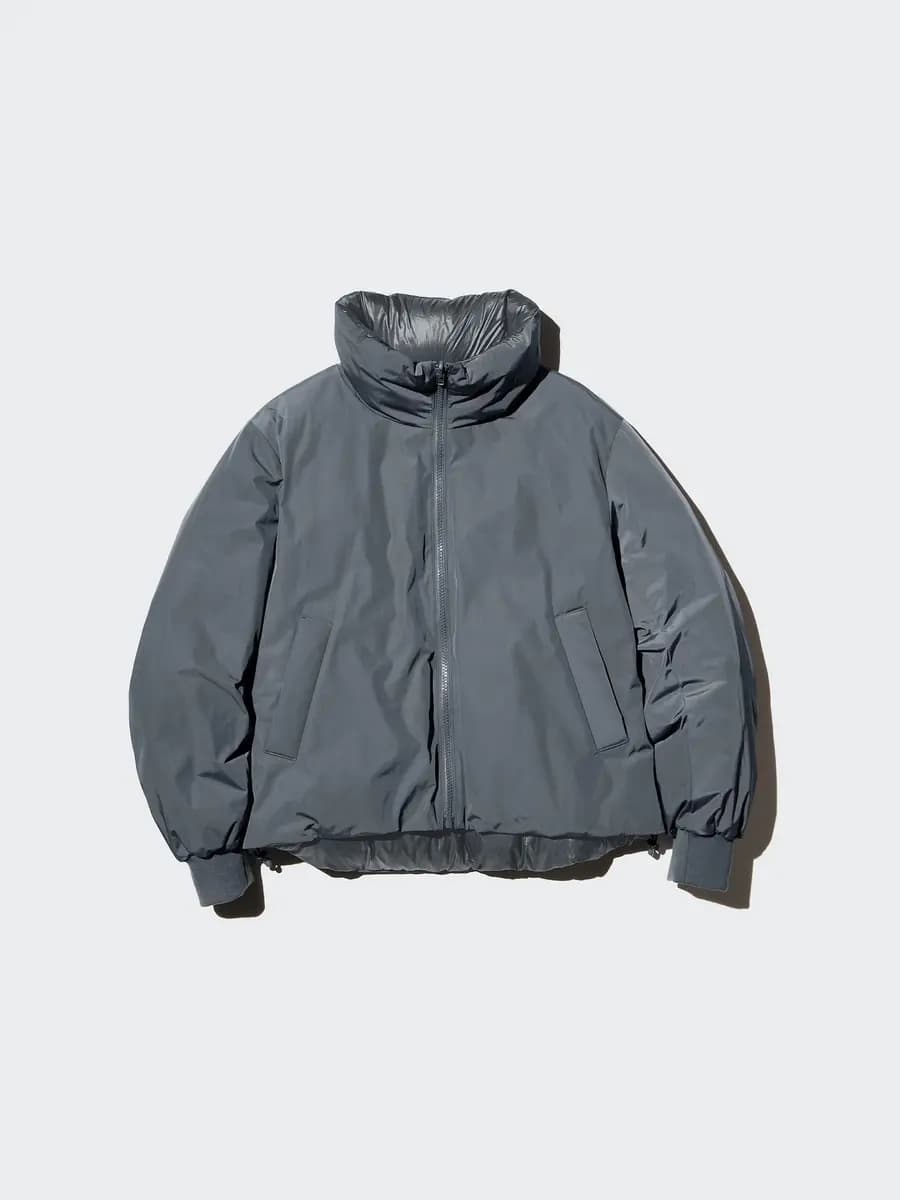 Uniqlo Reversible Down Short Jacket Gray [Imported, Hand wash cold, Do not dry clean, GRAY]