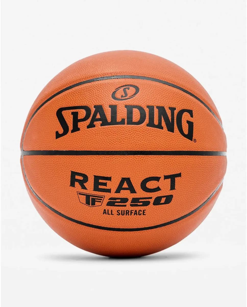 Spalding React TF250® Indoor-Outdoor Basketball [GRIP IT, SHOOTER’S TOUCH, ALL SURFACE PLAY]