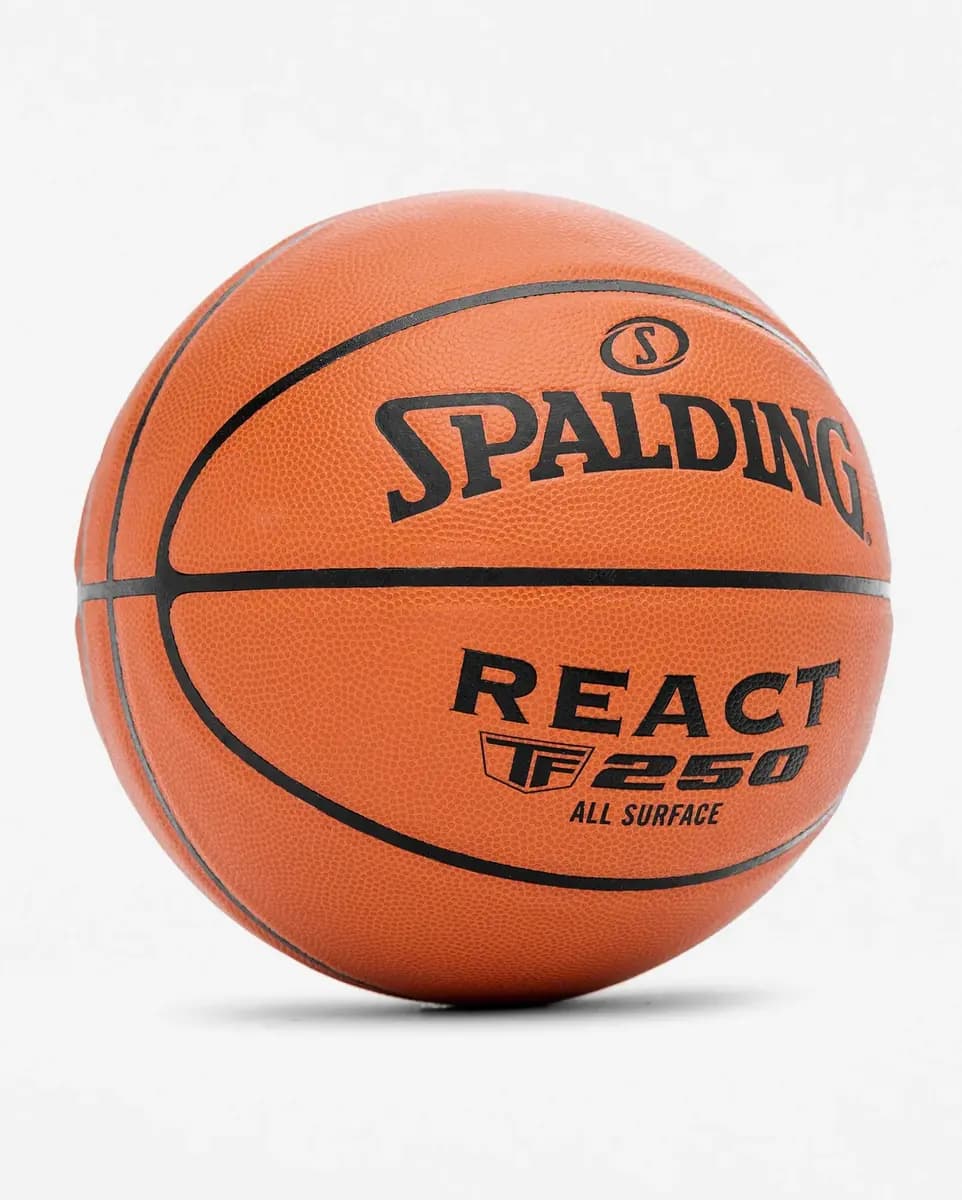 Spalding React TF250® Indoor-Outdoor Basketball [GRIP IT, SHOOTER’S TOUCH, ALL SURFACE PLAY]