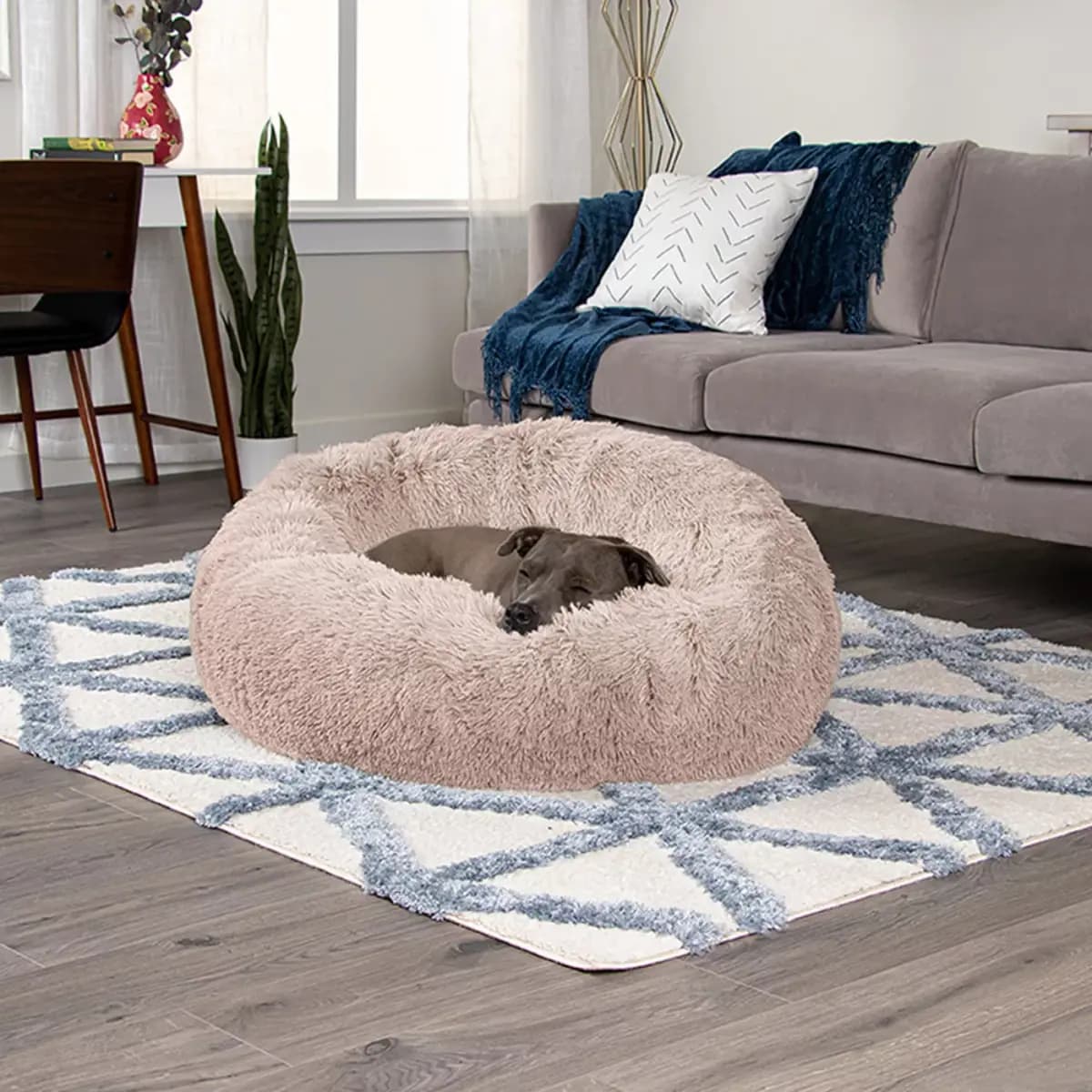 FurHaven Calming Cuddler Donut Large Pet Bed - Taupe 36Lx36W [Description and Overview FurHaven Calming Cuddler Donut Pet Beds, Product Brand & Name FurHaven Calming Cuddler Donut 