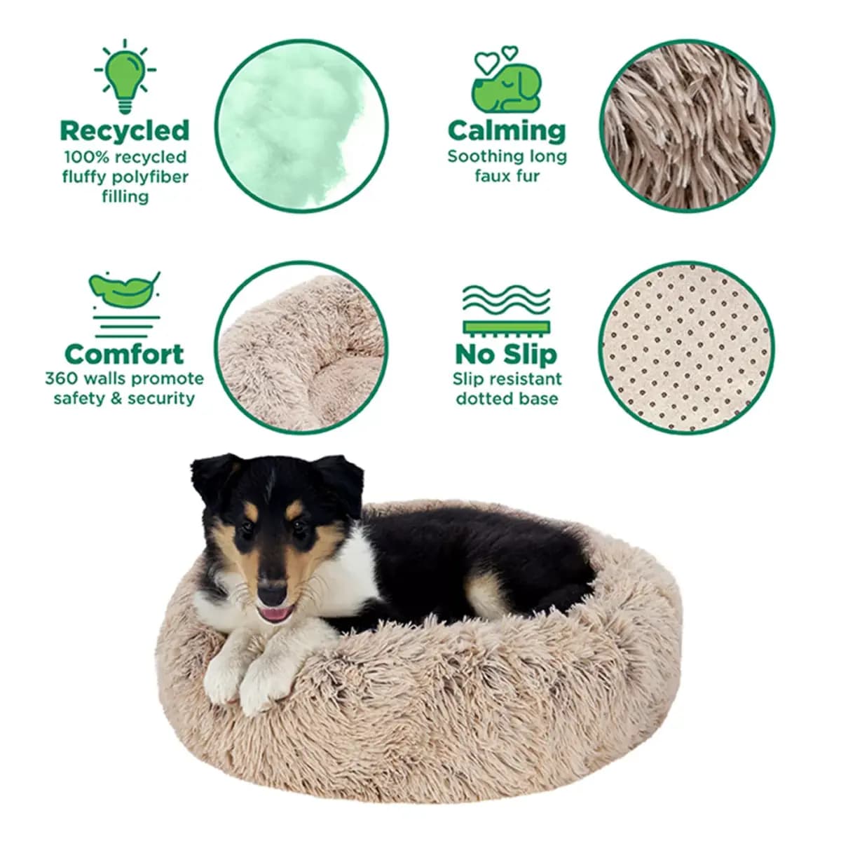 FurHaven Calming Cuddler Donut Large Pet Bed - Taupe 36Lx36W [Description and Overview FurHaven Calming Cuddler Donut Pet Beds, Product Brand & Name FurHaven Calming Cuddler Donut 