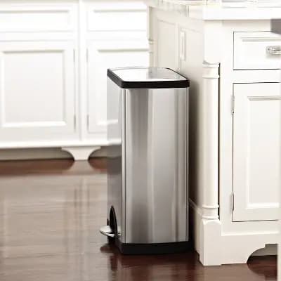 simplehuman 13gal Kitchen Step Trash Can Stainless Steel Rectangular Garbage Can with Silent Close Lid [13.2 Gallon, Stainless Steel, 21.6 Pounds]