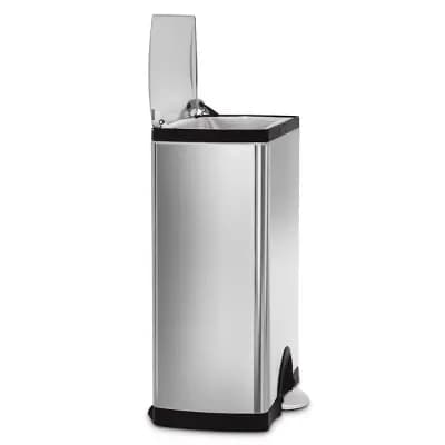 simplehuman 13gal Kitchen Step Trash Can Stainless Steel Rectangular Garbage Can with Silent Close Lid [13.2 Gallon, Stainless Steel, 21.6 Pounds]