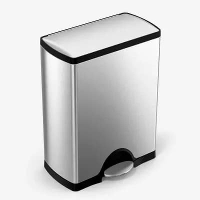 simplehuman 13gal Kitchen Step Trash Can Stainless Steel Rectangular Garbage Can with Silent Close Lid [13.2 Gallon, Stainless Steel, 21.6 Pounds]