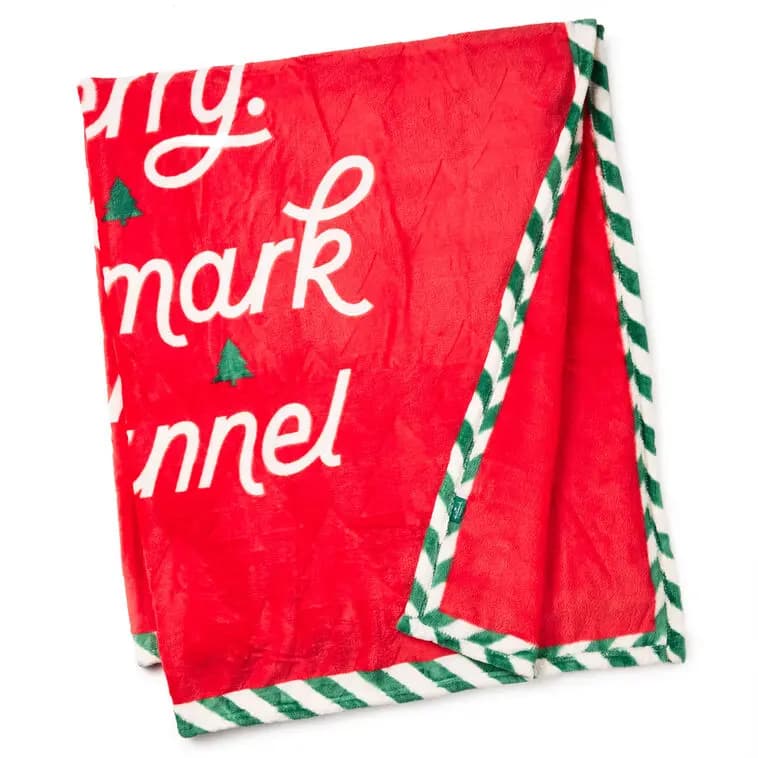 Hallmark Channel Comfy Cozy Merry Throw Blanket, 50x60 [Comfy. Cozy. Merry. Hallmark Channel, 50'' W x 60'' H, 100% polyester fleece., Machine wash cold with like colors.]
