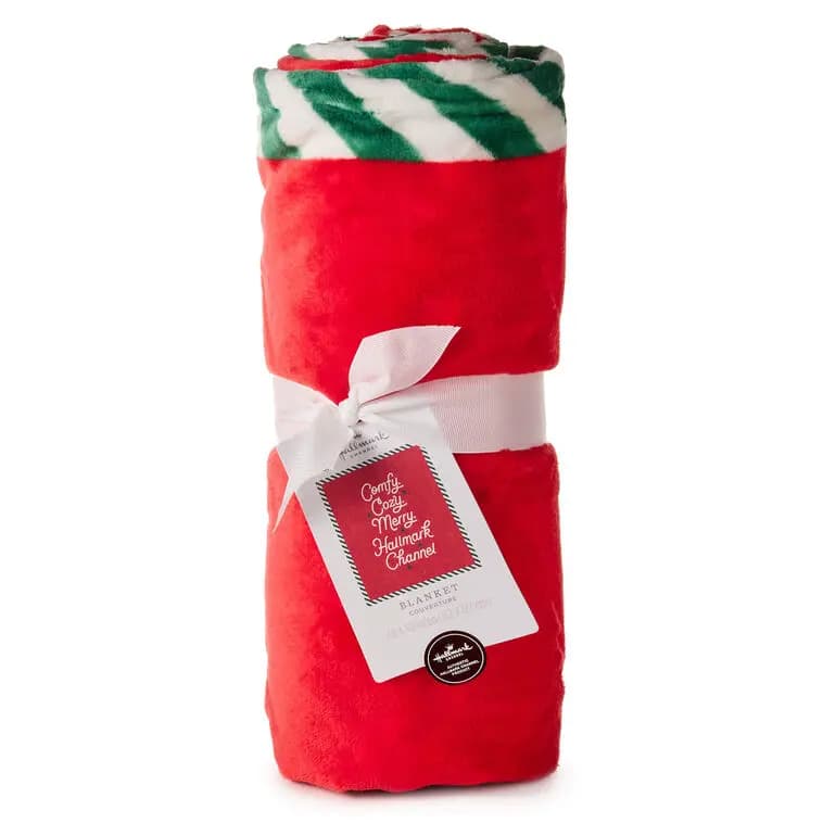 Hallmark Channel Comfy Cozy Merry Throw Blanket, 50x60 [Comfy. Cozy. Merry. Hallmark Channel, 50'' W x 60'' H, 100% polyester fleece., Machine wash cold with like colors.]