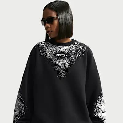 Nike Studio Fleece Medium Weight Women's Oversized Crew Black [Black, 320 GSM, Inner locker loop]
