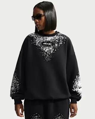 Nike Studio Fleece Medium Weight Women's Oversized Crew Black [Black, 320 GSM, Inner locker loop]