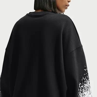 Nike Studio Fleece Medium Weight Women's Oversized Crew Black [Black, 320 GSM, Inner locker loop]