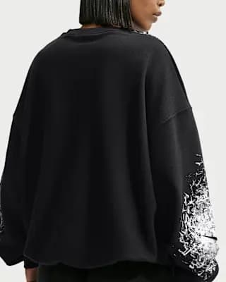 Nike Studio Fleece Medium Weight Women's Oversized Crew Black [Black, 320 GSM, Inner locker loop]
