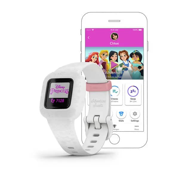 Garmin vívofit® jr. 3 Disney Princess [5 ATM, 0.56" x 0.56" (14.11 x 14.11 mm), Up to 1 year (1 x CR2025 user-replaceable) See Details]