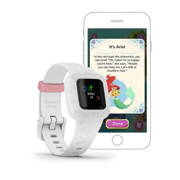 Garmin vívofit® jr. 3 Disney Princess [5 ATM, 0.56" x 0.56" (14.11 x 14.11 mm), Up to 1 year (1 x CR2025 user-replaceable) See Details]