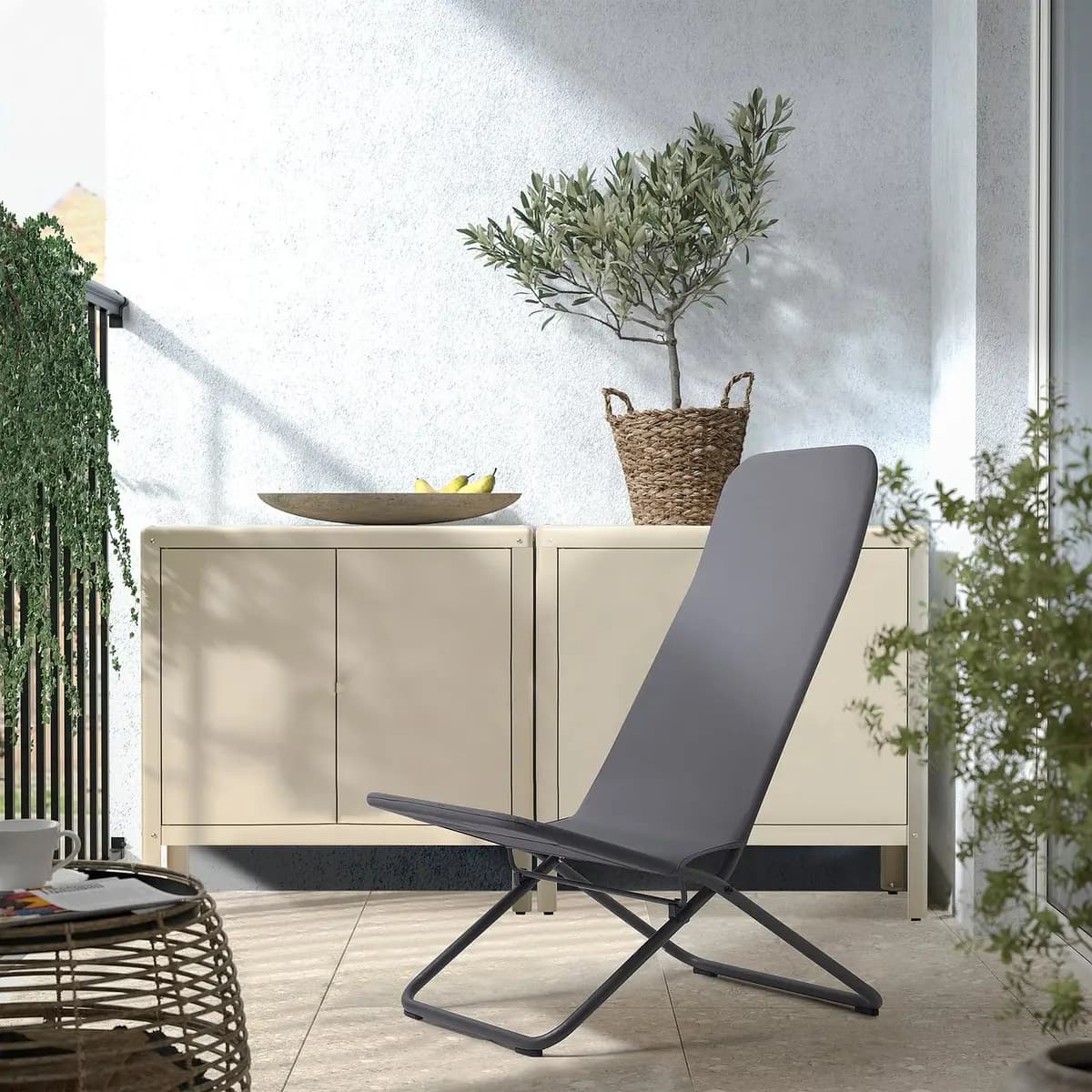 IKEA VIGGSÖ Lounge chair, outdoor, foldable dark gray [Width 22 7/8 ", Depth 31 1/2 ", Height 36 5/8 "]