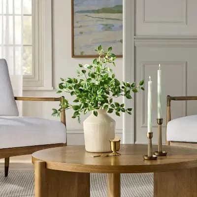 Hearth & Hand with Magnolia 2pk Brass Ribbed Candle Holders - Hearth & Handâ„¢ with Magnolia [Taper, 1 Candle, Aluminum]