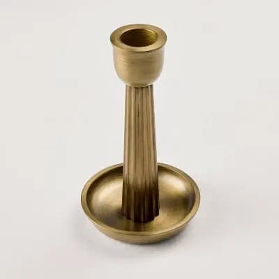 Hearth & Hand with Magnolia 2pk Brass Ribbed Candle Holders - Hearth & Handâ„¢ with Magnolia [Taper, 1 Candle, Aluminum]