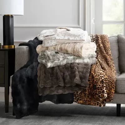 Brookstone Coziest Oversized Throw Bubble Fur Black [Not Applicable, Year Round Fabric Construction, Electric]