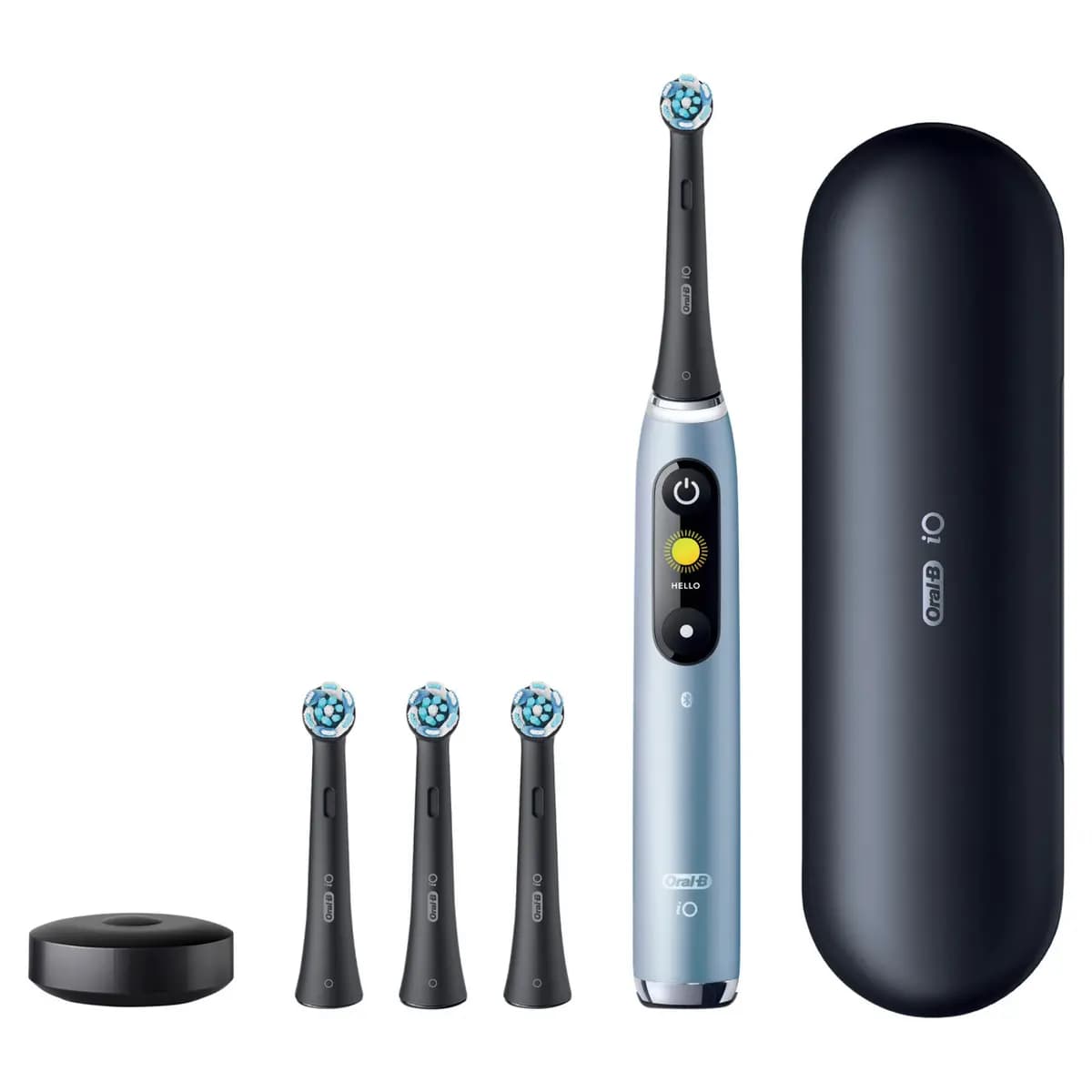 Oral-B iO Series 9 Rechargeable Electric Toothbrush, Aqua Marine [Our dentist-inspired round brush head reaches deep between teeth to remove 100% more plaqu, Smart Pressure Sensor,