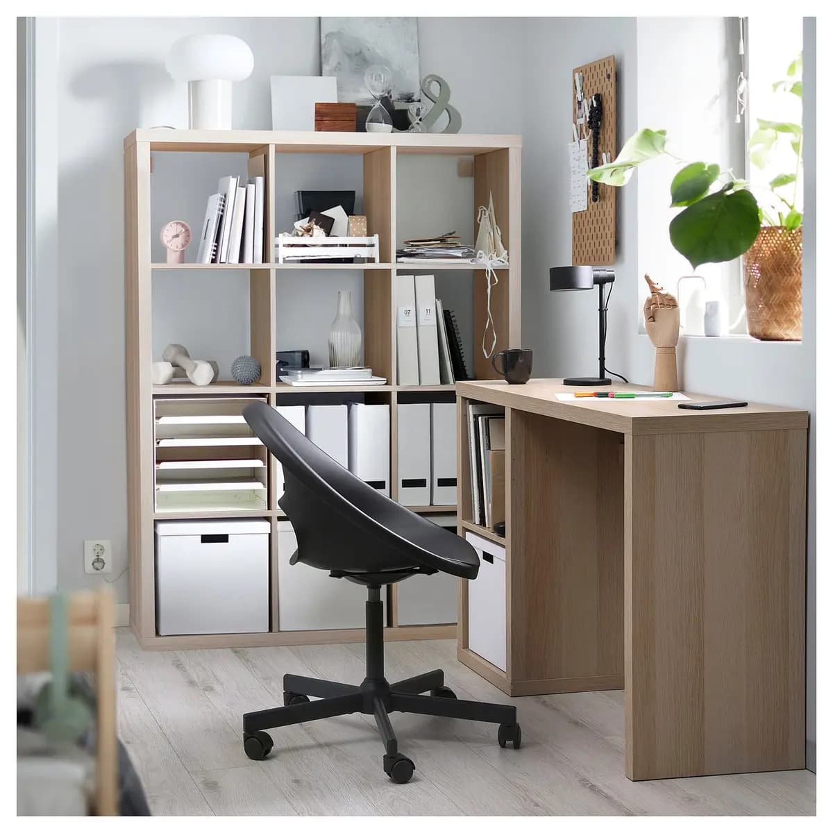 IKEA KALLAX Desk, white stained/oak effect [Width 43 3/4 ", Depth 15 3/8 ", Height 30 3/8 "]