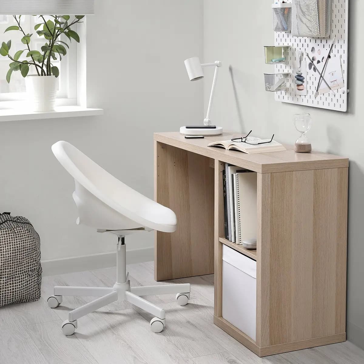 IKEA KALLAX Desk, white stained/oak effect [Width 43 3/4 ", Depth 15 3/8 ", Height 30 3/8 "]