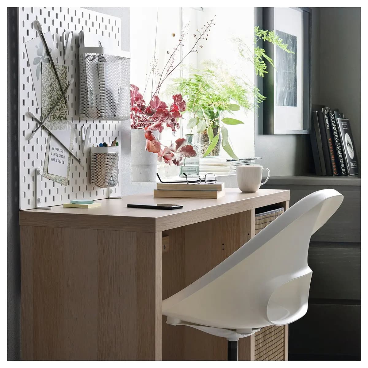 IKEA KALLAX Desk, white stained/oak effect [Width 43 3/4 ", Depth 15 3/8 ", Height 30 3/8 "]