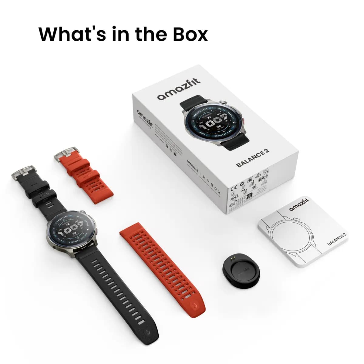Amazfit Balance 2 Black (with additional Lava strap) [47.4 x 47.4 x 12.3mm, 1.5", Up to 21 days]