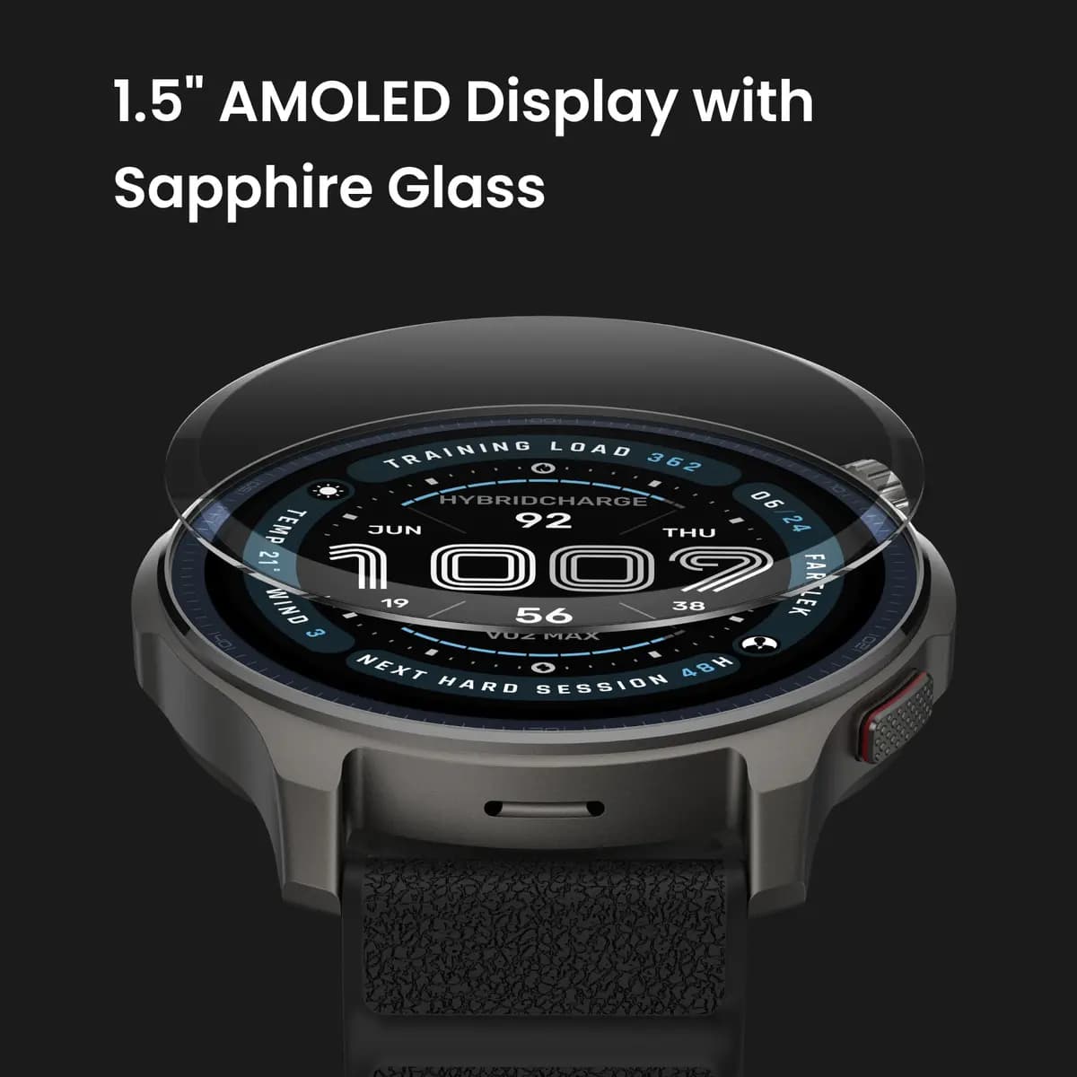 Amazfit Balance 2 Black (with additional Lava strap) [47.4 x 47.4 x 12.3mm, 1.5", Up to 21 days]