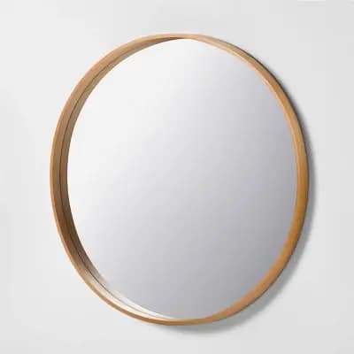 Hearth & Hand with Magnolia 30" Round Wood Framed Wall Mirror Natural - Hearth & Handâ„¢ with Magnolia: Bathroom, Circular, No Assembly Required [12.5 Pounds, MDF (Medium-Density F