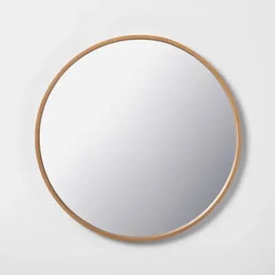 Hearth & Hand with Magnolia 30" Round Wood Framed Wall Mirror Natural - Hearth & Handâ„¢ with Magnolia: Bathroom, Circular, No Assembly Required [12.5 Pounds, MDF (Medium-Density F