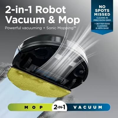 Shark Matrix Plus 2-in-1 Cordless Robot Vacuum & Mop RV2610WA 10" Cleaning Path Black [10 Inches, 1000 Watts, Battery]