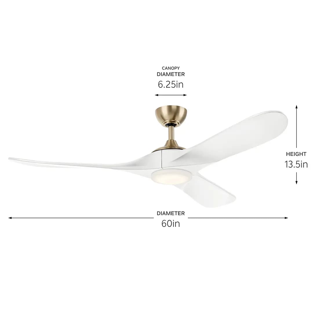 Kichler Mylo Ceiling Fan Anvil Iron | Honey Maple [Attribute 60", Attribute 3 Blades, Attribute Selectable CCT]