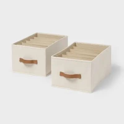 2pk Large Clothing Storage Bins with Dividers - Brightroom™ [4.6 Pounds, Canvas, 6 Pounds]