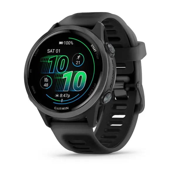 Garmin Forerunner 570 42mm Slate Gray Aluminum with Translucent Black/Black Band [AMOLED (optional always-on mode), 5 ATM, 1.2" (30.4 mm) diameter]