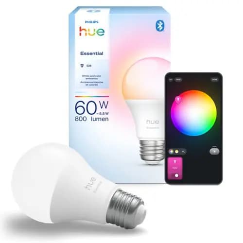 Philips Hue White and color ambiance Essential A19 - E26 smart bulb - 800 lm - 8.8W [Ambient temperature range -4 to +113 °F, Operational humidity 5% <H<95% (non condensing), Opera