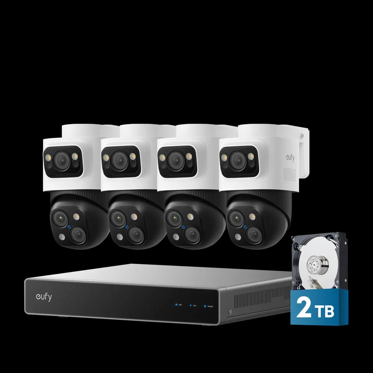 eufy PoE NVR Security System S4 Max [Bullet 4K, PTZ 2K+2K, 16MP Triple Lens, 360° PTZ, 8× Hybrid Zoom(3× Optical Zoom)]
