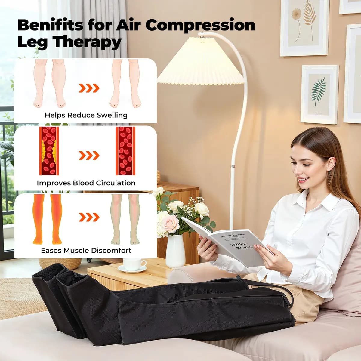 Naipo Air Compression Leg Massager [4 air chambers, 6 pressure levels, under 50 dB]