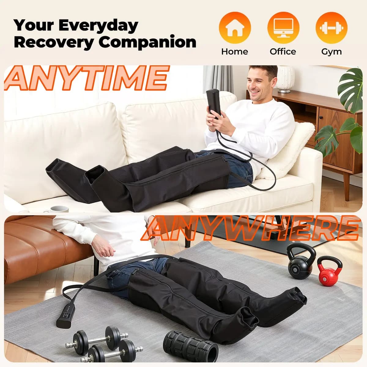Naipo Air Compression Leg Massager [4 air chambers, 6 pressure levels, under 50 dB]