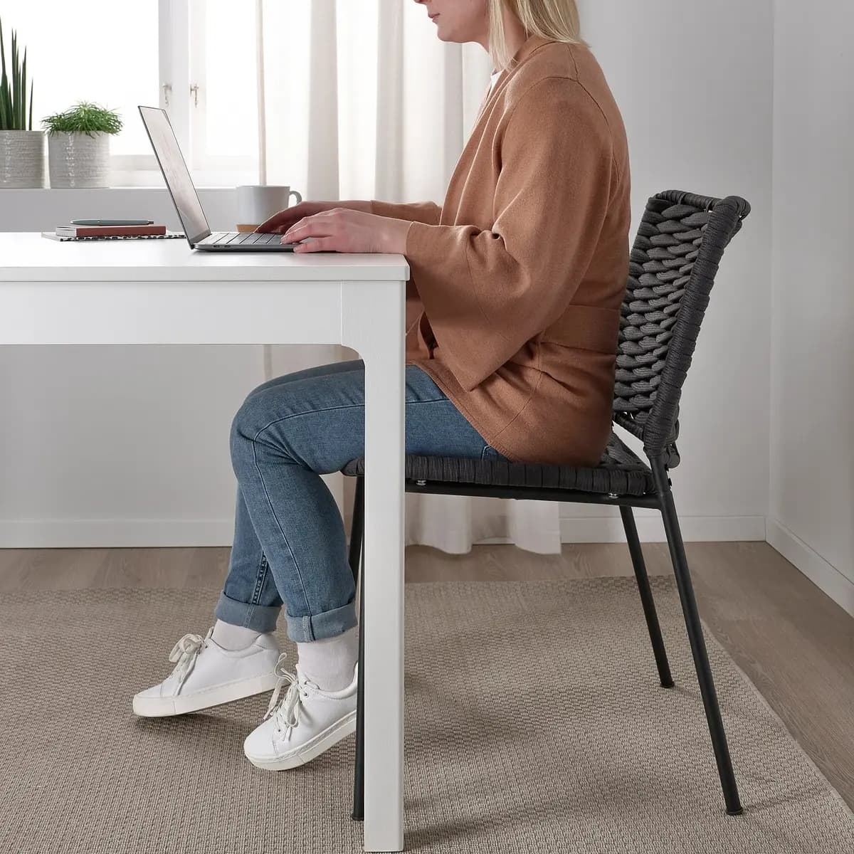 IKEA TEGELÖN Chair, in/outdoor, dark gray/black [Width 22 7/8 ", Depth 24 ", Height 32 5/8 "]